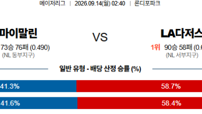 09월14일 마이애미:LA다저스 MLB 분석 및 예측 :