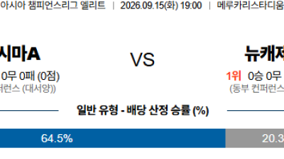 09월15일 가시마:뉴캐슬제츠 아시아챔피언스리그엘리트 분석 및 예측 :