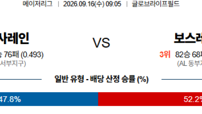 09월16일 텍사스:보스턴 MLB 분석 및 예측 :