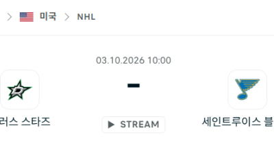 [아이스하키 NHL] 10월03일 댈러스 스타스 vs 세인트루이스 블루스 분석 중계