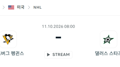 [아이스하키 NHL] 10월11일 피츠버그 펭귄스 vs 댈러스 스타스 분석 중계