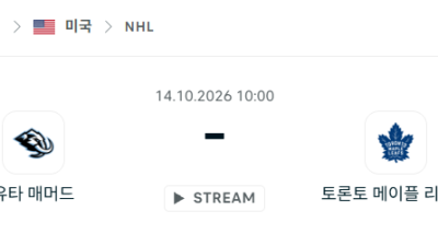 [아이스하키 NHL] 10월14일 유타 매머드 vs 토론토 메이플리프스 분석 중계