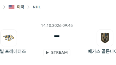 [아이스하키 NHL] 10월14일 내슈빌 프레데터스 vs 베가스 골든나이츠 분석 중계