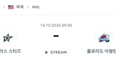 [아이스하키 NHL] 10월14일 댈러스 스타스 vs 콜로라도 애벌랜치 분석 중계