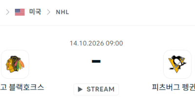 [아이스하키 NHL] 10월14일 시카고 블랙호크스 vs 피츠버그 펭귄스 분석 중계