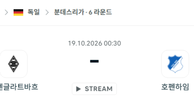 [독일 분데스리가] 10월19일 묀헨글라트바흐 vs 호펜하임 분석 중계