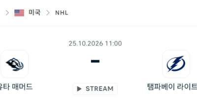 [아이스하키 NHL] 10월25일 유타 매머드 vs 탬파베이 라이트닝 분석 중계