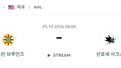 [아이스하키 NHL] 10월25일 보스턴 브루인스 vs 산호세 샤크스 분석 중계