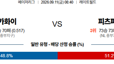 09월11일 시카고W:피츠버그 MLB 분석 및 예측 :